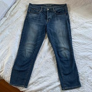 American Eagle Boy Crop Stretch Button Fly Jeans